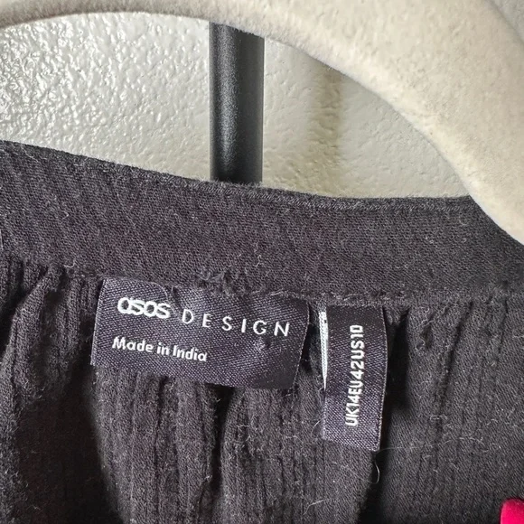 ASOS black gauzey oversized button poet sleeve blouse top cottage core shirt top - Picture 4 of 4